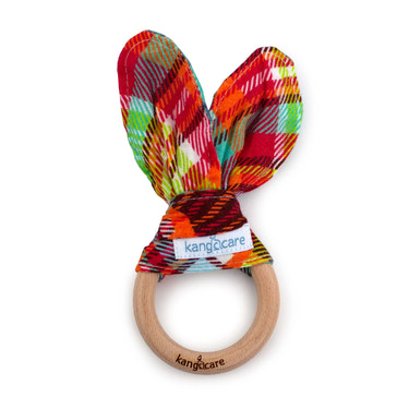 Kanga Care Muslin Crinkle Bunny Ear Teething Ring :: Quinn - MOOGCO Baby