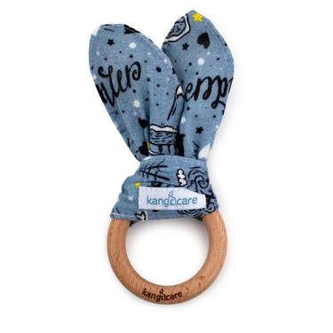 Kanga Care Muslin Crinkle Bunny Ear Teething Ring :: Wander - MOOGCO Baby