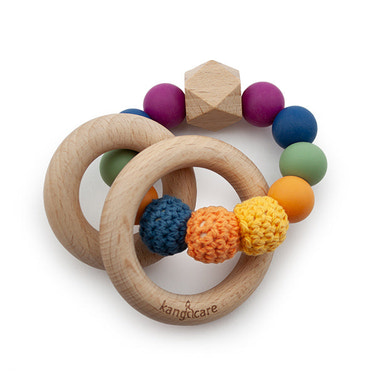 Kanga Care Silicone & Wood Teething Ring - Crocheted - Mod - MOOGCO Baby