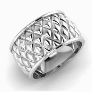 Sterling Silver Checkered Napkin Rings by Krysaliis - Set of 2