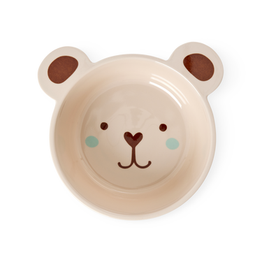 Melamine kids bowl with brown bear print, 16.9oz, perfect for mealtime fun.