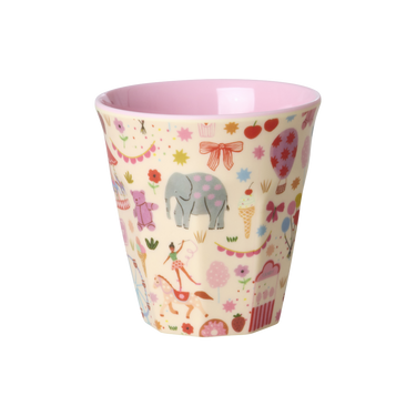 Kids Melamine Cup in Fun Fair Pink Print, 5.4oz - Perfect for little hands and playful sipping.