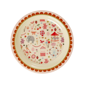 Melamine Kids Plate - Fun Fair Pink Print -