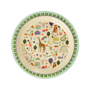 Melamine Kids Plate - Fun Fair Mint Print -