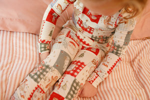 Christmas Patchwork Bamboo Christmas Pajamas - 2pc Set