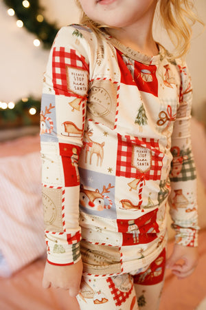 Christmas Patchwork Bamboo Christmas Pajamas - 2pc Set