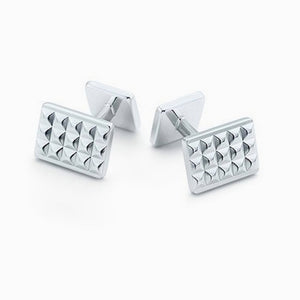 Checked Textured Sterling Silver Cufflinks by Krysaliis