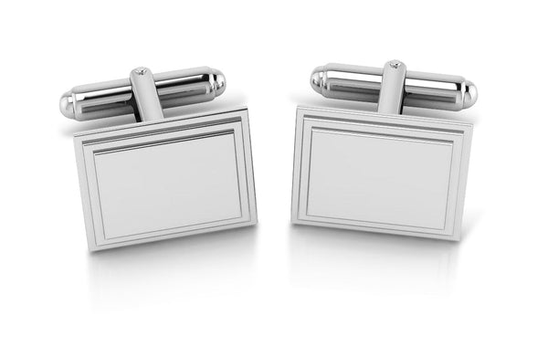 Krysaliis Sterling Engravable Stepped Edge Rectangle Cufflink