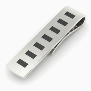 Dashes Black Enamel Sterling Silver Tie Clip by Krysaliis