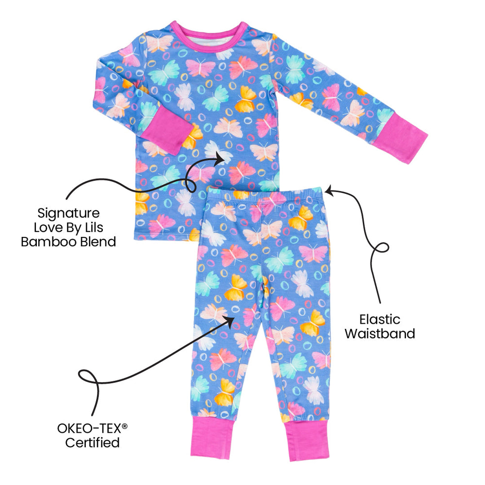 Korrie Butterflies Bamboo 2-Piece Long Sleeve Set