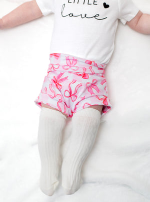 Little Love Valentine Pink Bow Bummies Set for babies, featuring a cute bow design in a two-piece bundle.