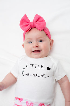 Little Love Valentine Pink Bow Bummies Set for babies, featuring a cute design in a two-piece bundle.