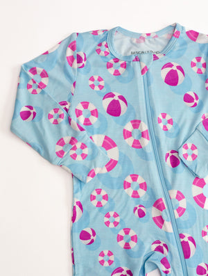 Hamptons Pool Party Pink Zippered Romper