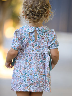 Sage Green Floral Smocked Girl Bloomer Set