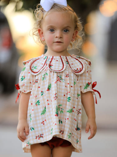 Fall Gingham Baby Bloomer Set Ruffle Collar Bow