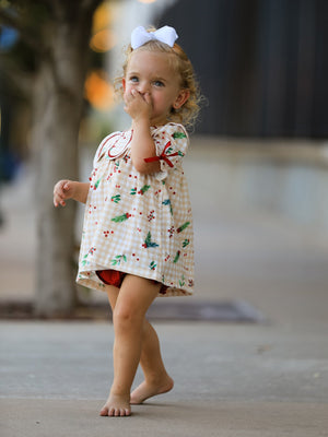 Fall Gingham Baby Bloomer Set Ruffle Collar Bow
