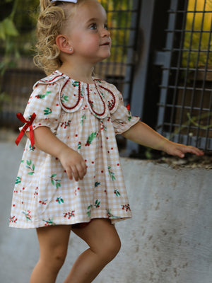 Fall Gingham Baby Bloomer Set Ruffle Collar Bow
