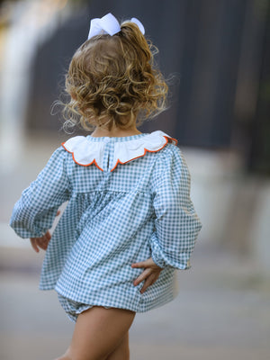 Halloween Thanksgiving Embroidered Pumpkin Girls Bloomer Set