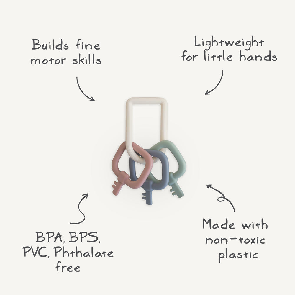 Colorful Key Toy teether for babies, promoting healthy gums and sensory exploration. Safe and fun for little ones!