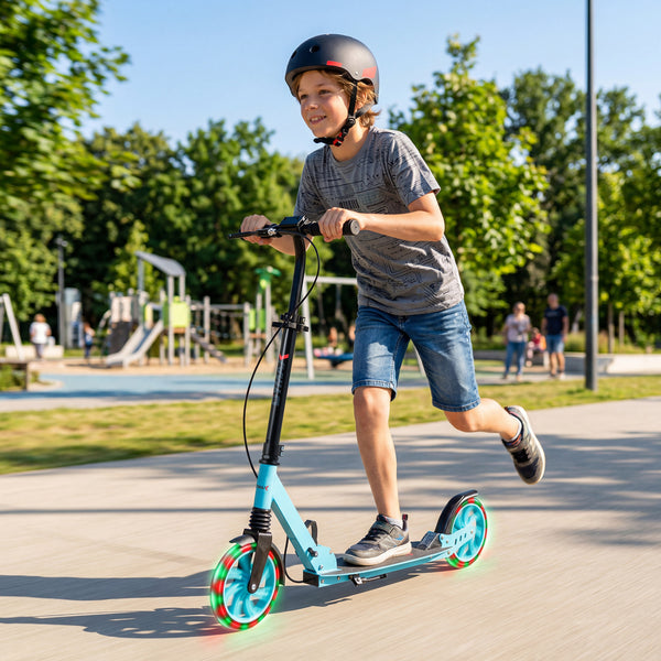 Kick Scooter for Kids Teens Adults Age 8+ Foldable Scooter with Large Light-up Wheels