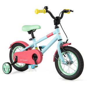 Kids Bike with Adjustable Handlebar and Saddle Blue - Training Wheels