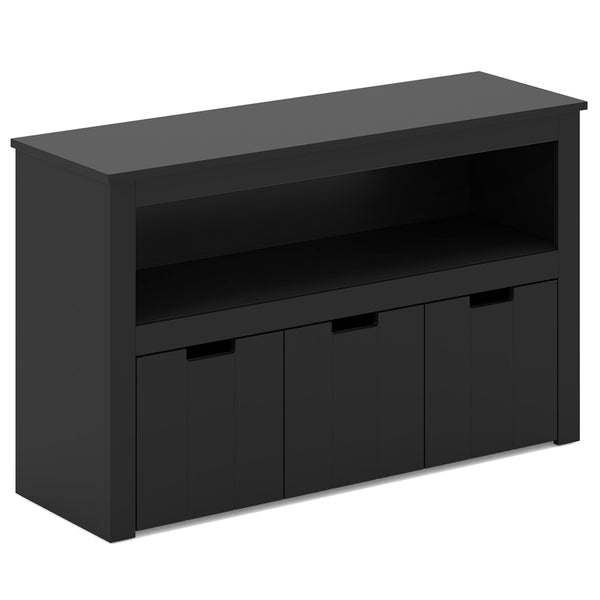 Kid Toy Storage Cabinet with 3 drawers and wheels, perfect for organizing toys in a stylish and functional way.