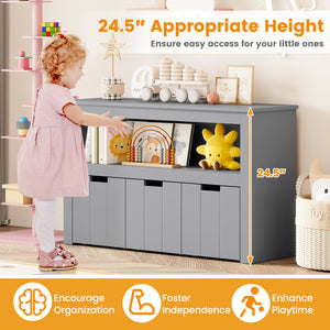 Kid toy storage cabinet with 3 drawers and wheels, perfect for organizing toys in a playful and stylish way.