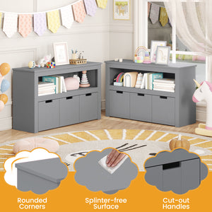 Kid Toy Storage Cabinet with 3 drawers and wheels, perfect for organizing toys in a stylish and functional way.