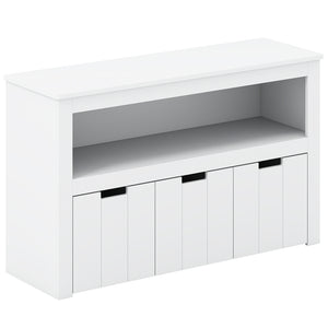 Kid Toy Storage Cabinet with 3 drawers and wheels, perfect for organizing toys in a playful and stylish way.