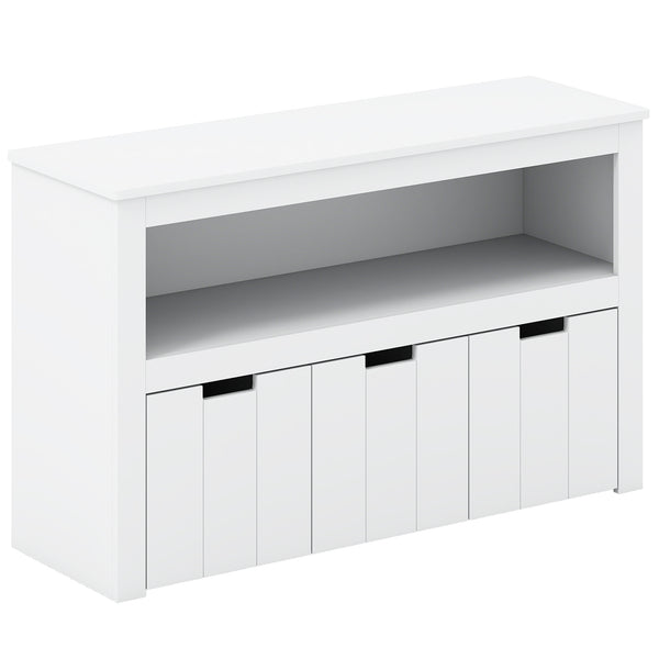 Kid Toy Storage Cabinet with 3 drawers and wheels, perfect for organizing toys in a playful and stylish way.