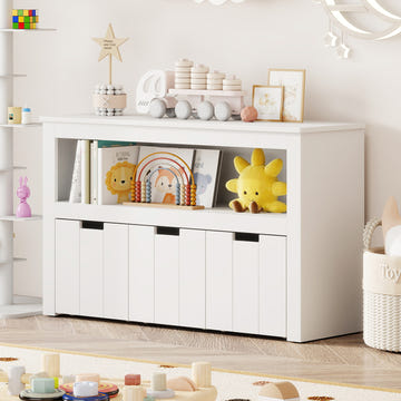 Kid Toy Storage Cabinet 3 Drawer Chest with Wheels Large Storage Cube Shelf