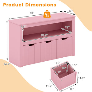 Kid Toy Storage Cabinet with 3 drawers and wheels, perfect for organizing toys in a stylish and functional way.