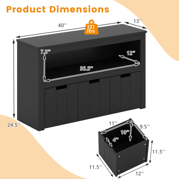 Kid Toy Storage Cabinet with 3 drawers and wheels, perfect for organizing toys in a stylish and functional way.