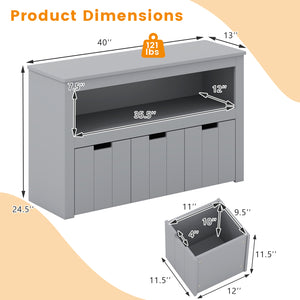 Kid Toy Storage Cabinet with 3 drawers and wheels, perfect for organizing toys in a stylish and functional way.