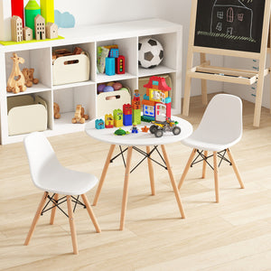 Modern kid's dining table set with 2 armless chairs, perfect for playtime and mealtime fun.