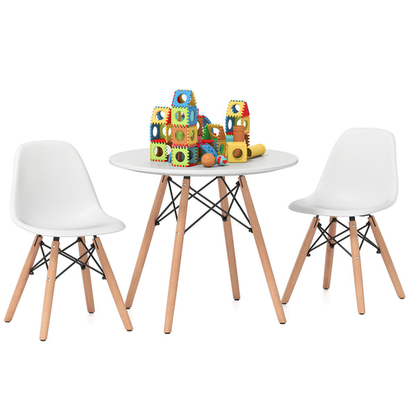 Modern kids' dining table set with 2 armless chairs, perfect for playtime and mealtime fun.