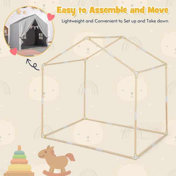 Kid's Play Tent with Washable Cotton Mat and Flag Banner for Kids