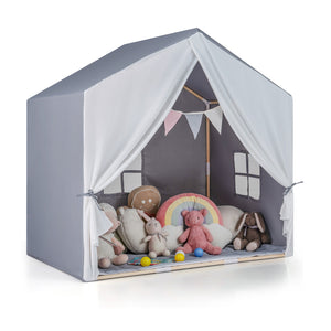 Kid's Play Tent with Washable Cotton Mat and Flag Banner for Kids