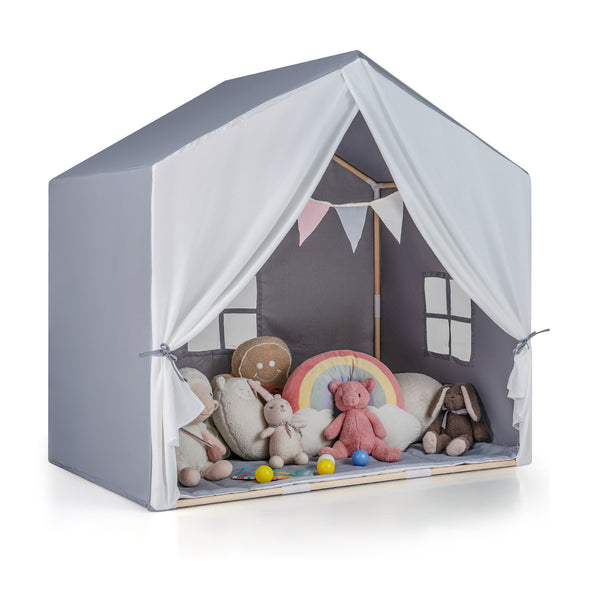 Kid's Play Tent with Washable Cotton Mat and Flag Banner for Kids