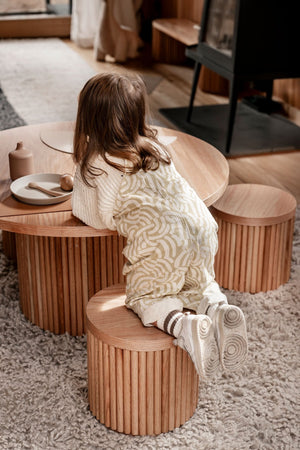 Fluted Round Kids Table – Solid European Oak Activity Table
