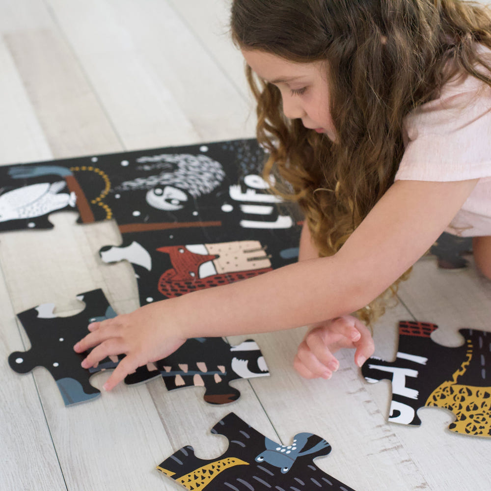 "Night Life Floor Puzzle for babies, featuring colorful designs and large pieces for easy play and learning."