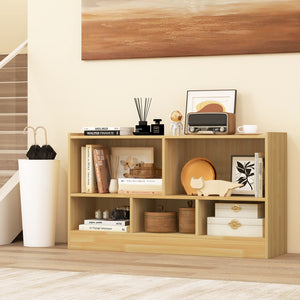 Kids 2-shelf bookcase with 5-cube storage for toys, perfect organizer for playrooms and nurseries.