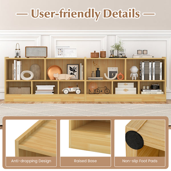 Kids 2-shelf bookcase with 5-cube storage for toys, perfect organizer for children's rooms.