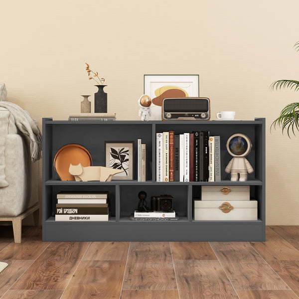 Kids 2-shelf bookcase with 5-cube storage, perfect for organizing toys and books in a playful space.