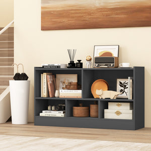 Kids 2-shelf bookcase with 5-cube storage for toys, perfect organizer for playrooms and nurseries.