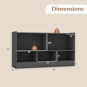 Kids 2-shelf bookcase with 5-cube storage for toys, perfect for organizing children's playroom or nursery.