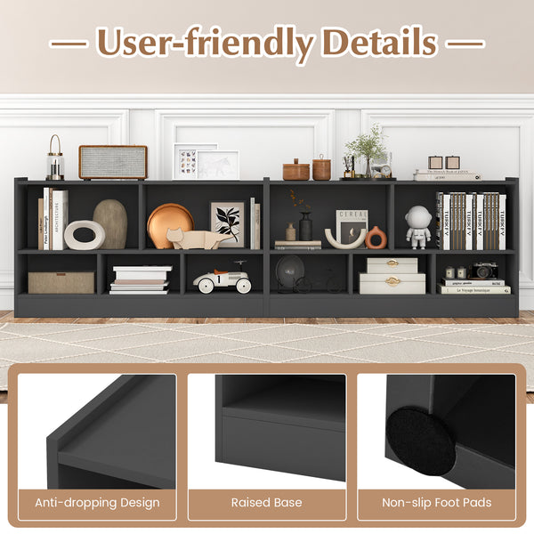 Kids 2-shelf bookcase with 5-cube storage for toys, perfect organizer for playrooms and nurseries.