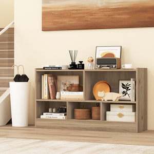 Kids 2-shelf bookcase with 5-cube storage for toys, perfect organizer for playrooms and nurseries.