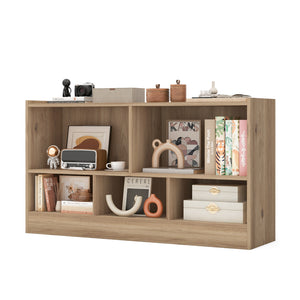 Kids 2-shelf bookcase with 5-cube storage for toys, perfect organizer for playrooms and nurseries.