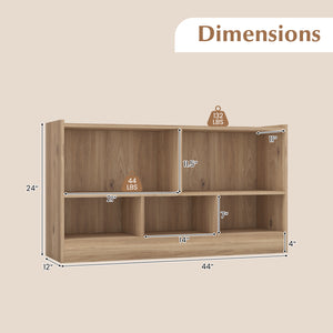 Kids 2-shelf bookcase with 5-cube storage for toys, perfect organizer for playrooms and nurseries.